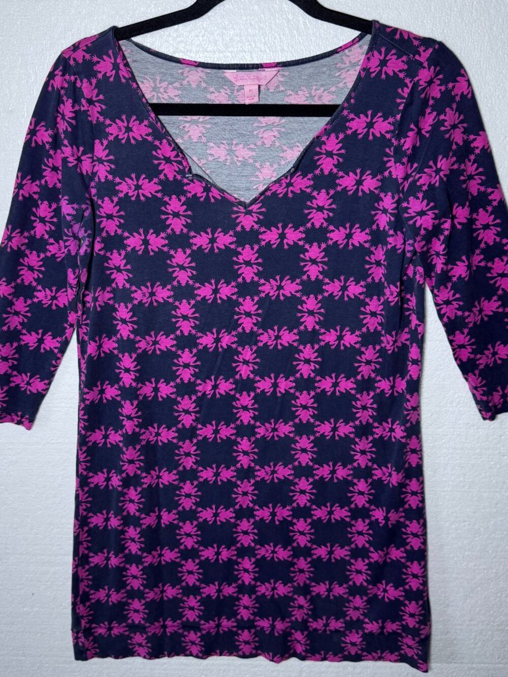 Lilly Pulitzer Women's Size Medium Shift Dress Get Hoppy Front Print Pima Cotton